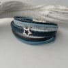 Lederarmband mit Stern blau