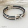 Armband Fisch Konfirmation in grau-rosegold
