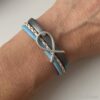 Lederarmband mit Fisch in blau-grau Konfirmation