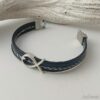 Armband mit Fisch zur Konfirmation in schwarz