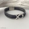 Armband mit Fisch Konfirmation grau-schwarz