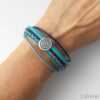Lederarmband Spirale blau türkis