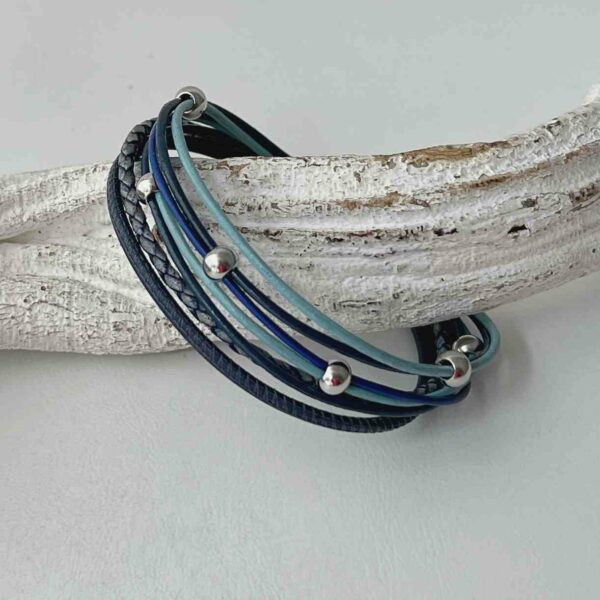 Lederarmband aus Nappa in antikblau