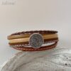 Lederarmband kleine Phaistos Scheibe beige-braun