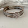Lederarmband mit Mandala grau beige