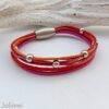 knalliges Lederarmband aus Nappa in pink-orange-rot
