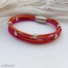 knalliges Lederarmband aus Nappa pink-orange-rot