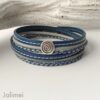 Wickellederarmband mit Spirale in blau