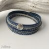 Wickellederarmband mit einer Spirale blau