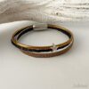 Lederarmband mit Glitzer gold-schwarz mit Sternchen
