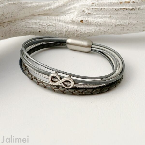 Lederarmband Infinity grau
