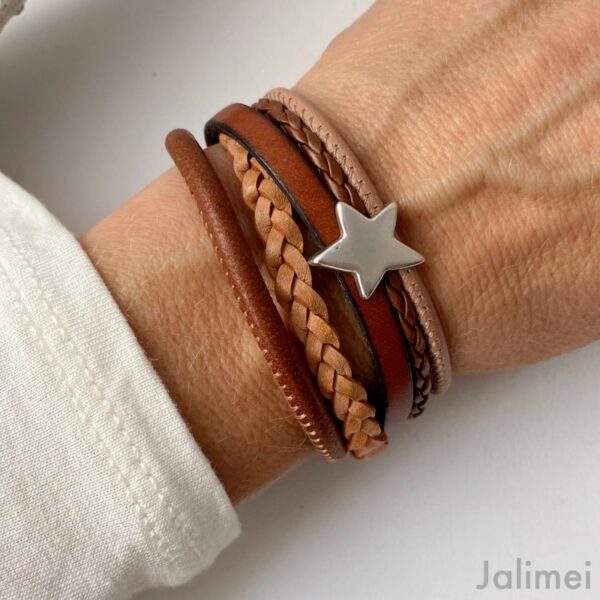 Lederarmband Stern braun