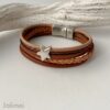 Lederarmband mit Stern in braun
