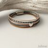 Lederarmband mit kleinem Herz in grau und beige