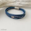 Lederarmband mit kleine Spirale blau