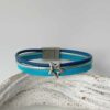 Lederarmband mit offener Stern in türkis-blau