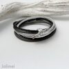 Wickelarmband mit Knoten schwarz-silber