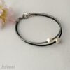 Lederarmband Perle in schwarz grau
