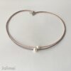 Ledercollier perle rosa-grau