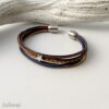 Lederarmband kleinem Stern in navy und cognac