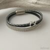 Armband mit Fisch und Glitzer in silber-schwarz