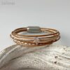 Lederarmband mit Ginkgoblatt Bronze-weiss