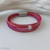 Lederarmband Ginkgoblatt in pink-rot