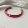 das Lederarmband Kleeblatt in pink-rot-orange
