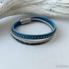 Lederarmband mit Strass in blau