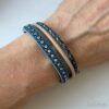 Lederarmband Strass in blau