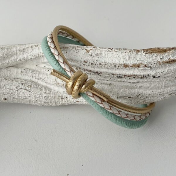 Lederarmband mit Knoten gold mint