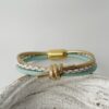 Lederarmband mit Knoten in gold und mint