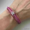 Lederarmband fein mit Blümchen pink