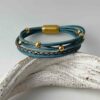 Lederarmband aus Nappa GelbGold in hellblau