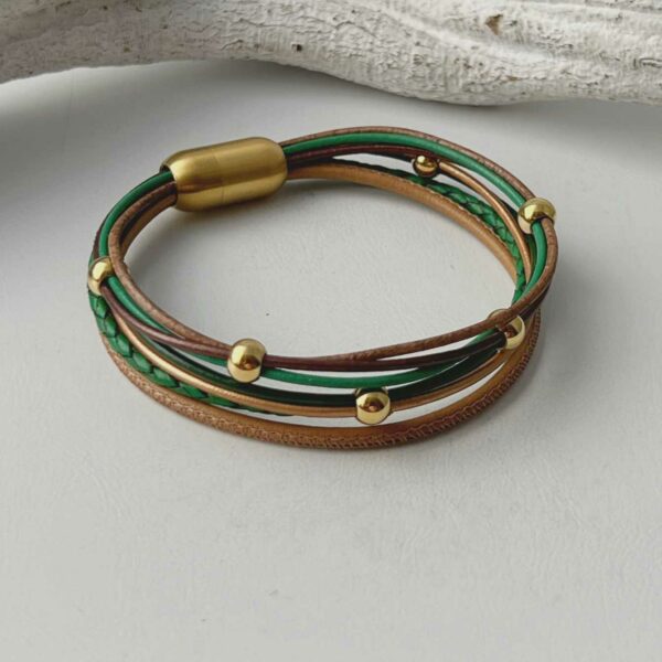 Lederarmband aus Nappa Gold in braun grün