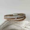 Lederarmband mit kleinem Stern in grau und beige