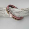 Lederarmband mit einem Stein und Infinity in rosa und beige