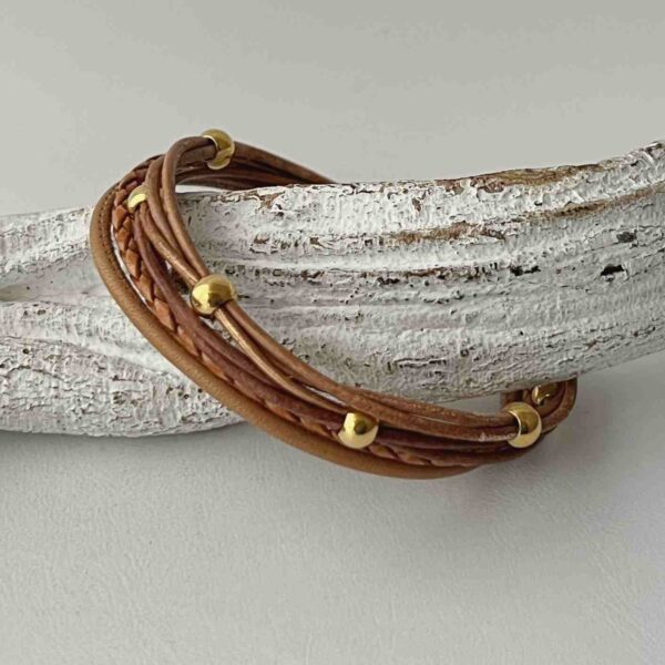 Lederarmband aus Nappa in Gold braun