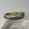 Lederarmband aus Nappa mit Gold grau beige