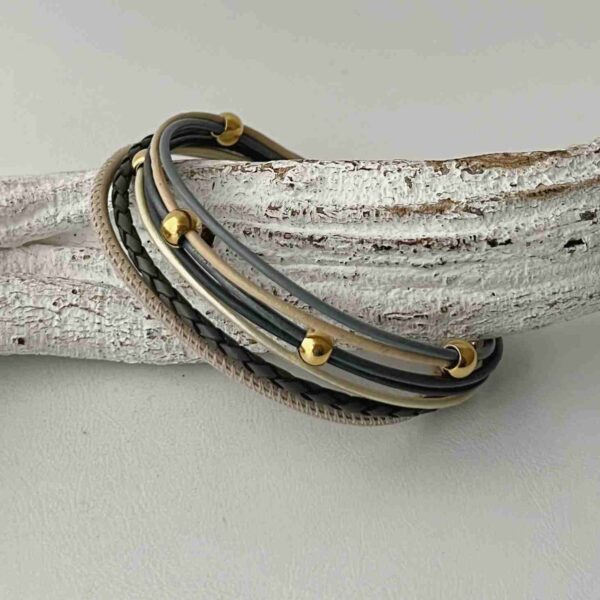 Lederarmband Nappa Gold grau beige