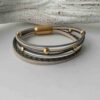 Lederarmband aus Nappa mit Gold in grau beige