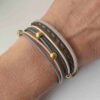 Lederarmband aus Nappa Gold grau beige