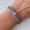 Lederarmband fein Biene grau