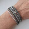 Lederarmband mit Biene grau