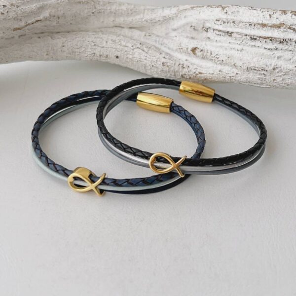Armband Fisch Gold schwarz blau