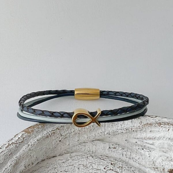 das Armband mit Fisch Gold in schwarz blau
